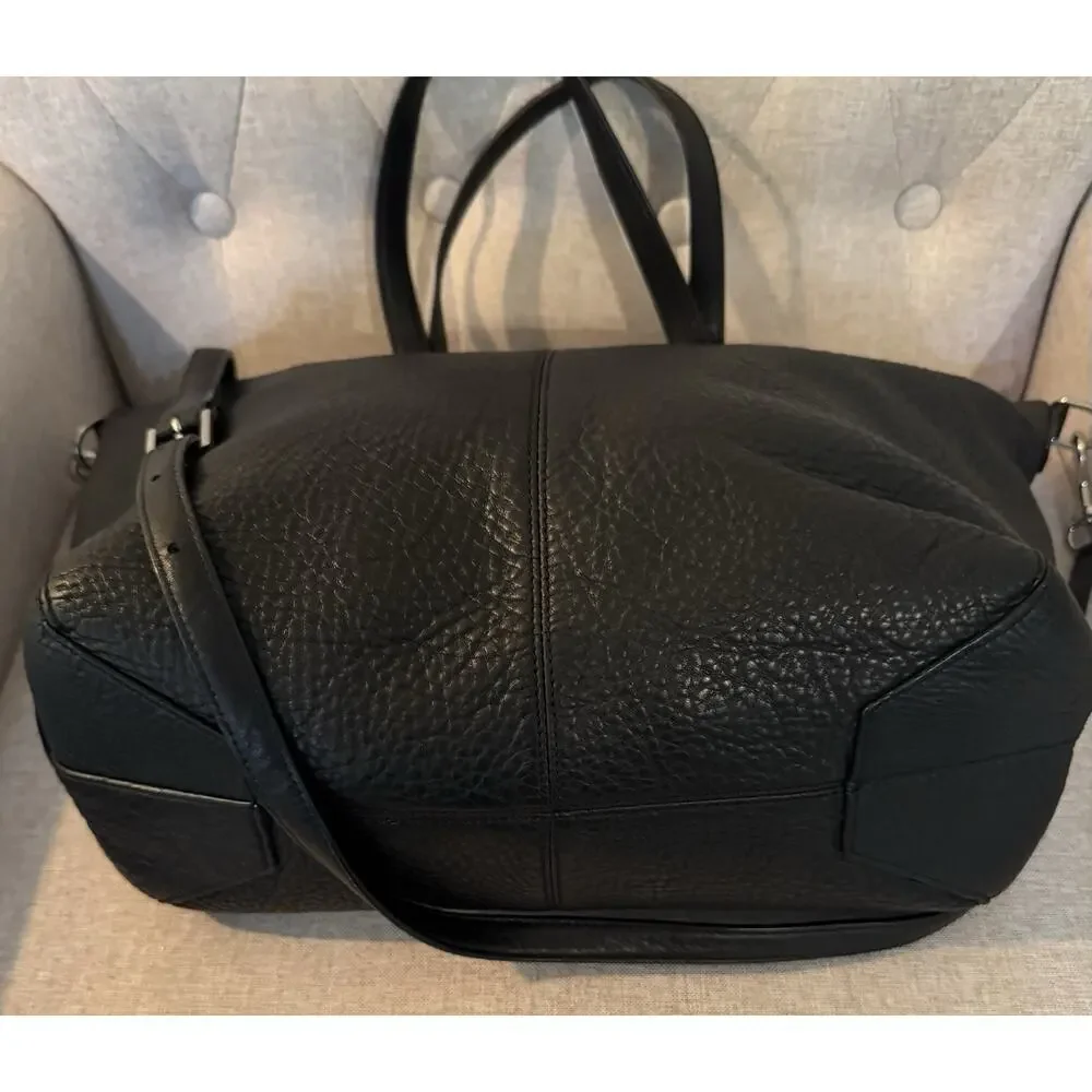 Coach Bleecker Handbag Pebbled Black Leather Satchel